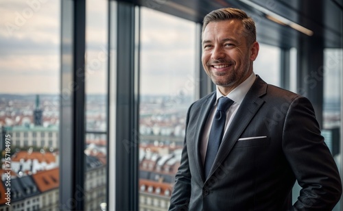 Wallpaper Mural businessman standing with hands crossed and looking at camera happy Torontodigital.ca