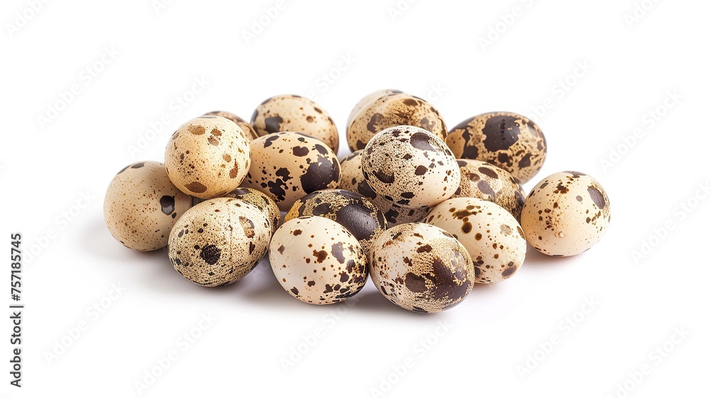 Boiled eggs with spices on a white background, close-up