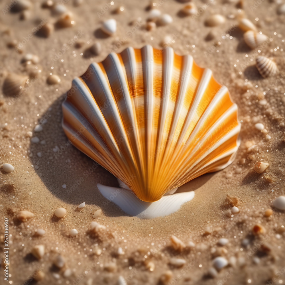 Seashells lie on the sand of the sea beach Seashells lie on the sand of the sea beach