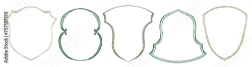 Set of wedding frames in vintage style. Watercolor crest.
