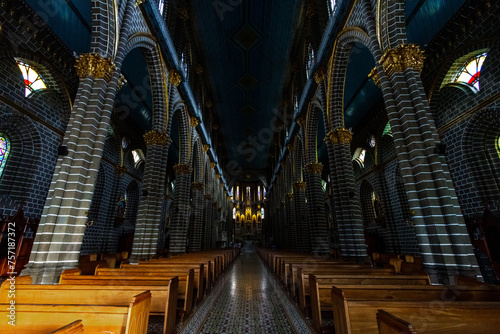 Central corridor of the Basilica of the Immaculate Conception in Jardin, Colombia