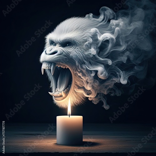 the monkey that comes out is formed from candle smoke - version 3 photo