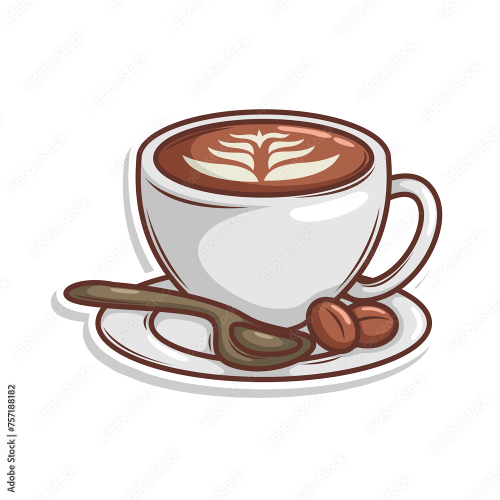 Obraz premium Coffee drink in cup illustration