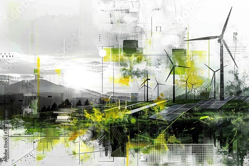 Modern Art Collage: Renewable Energy Fusion and Eco-Innovation

