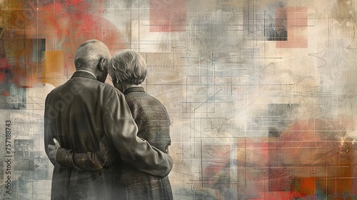 Modern Art Collage: Lifetime of Love - Grandparents' Embrace