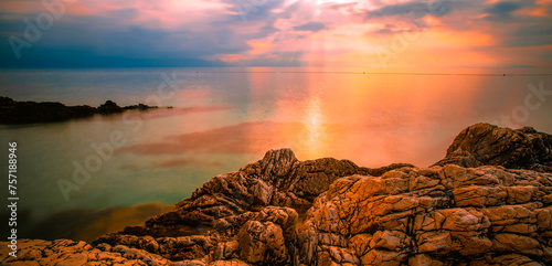 Rabac resort, Croatia, Europe, summer coast in Croatia, wonderful sunset view,	 photo