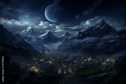 A desktop wallpaper of a starry night sky with a small mountain village in the foreground © Michael Böhm