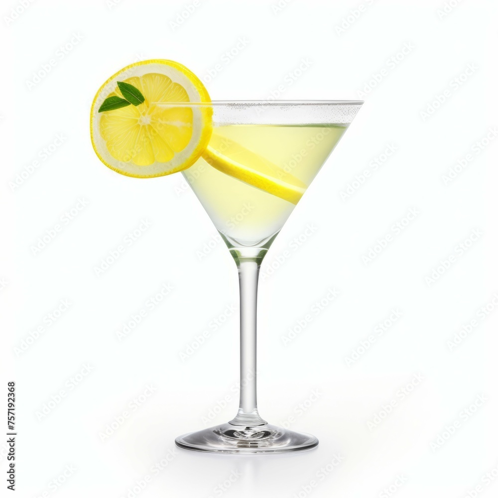 Lemon Martini Cocktail, isolated on white background Lemon Martini Cocktail, isolated on white background