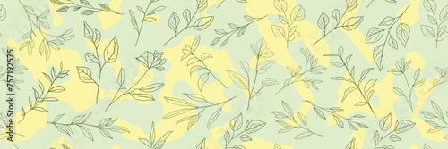 Hand drawn plant background, seamless pattern, vector design 