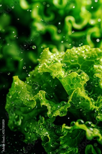 fresh lettuce leaf with water droplet