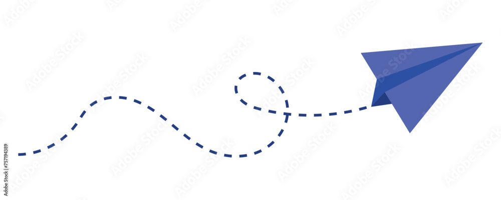 Paper plane with dotted line travel and route symbol in line style, Origami paper airplane, Black linear paper plane icon. Paper plane with dotted line travel and route symbol in line style, Origami paper airplane, Black linear paper plane icon.