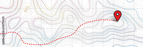 Imitation of a geographical map, climb route, vector design