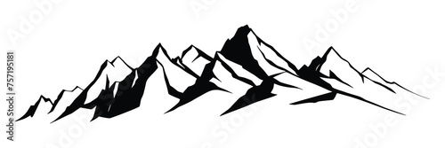 Silhouette mountain range isolated on white background, vector design	
