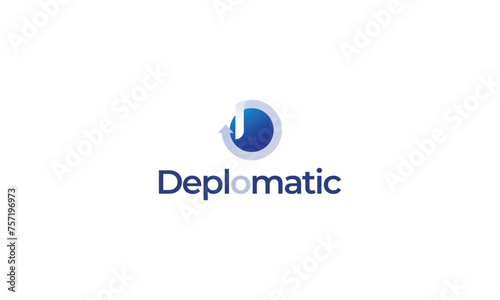 Letter D 3d blue technological globalisation motion logo