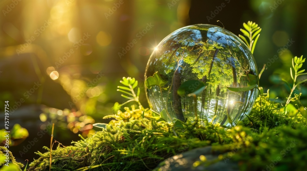 A glass globe in the context of environmental conservation and the environment