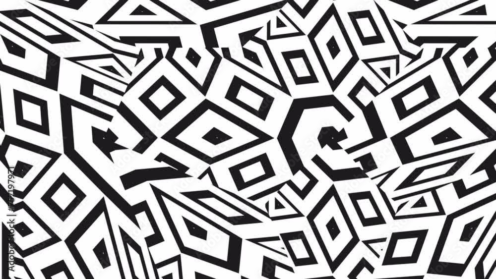 Abstract background with black and white stripes. Seamless loop video.Black pattern. Abstract background with black and white stripes. Seamless loop video.Black pattern.