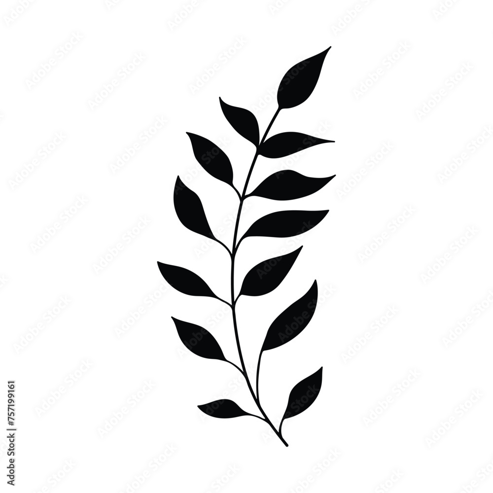 Fototapeta premium black silhouette of a plant, isolated on a white background