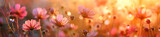 Blushing beauties dancing: A cluster of delicate pink flowers swaying gracefully, creating a mesmerizing and serene natural scene. Nature floral wallpapers and background