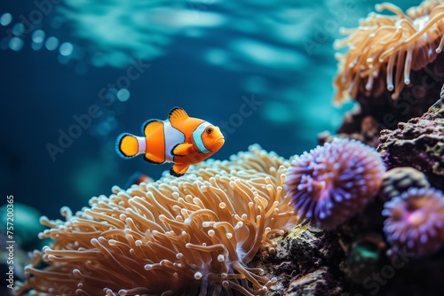 Clownfish and anemone in coral reef © Zero Zero One