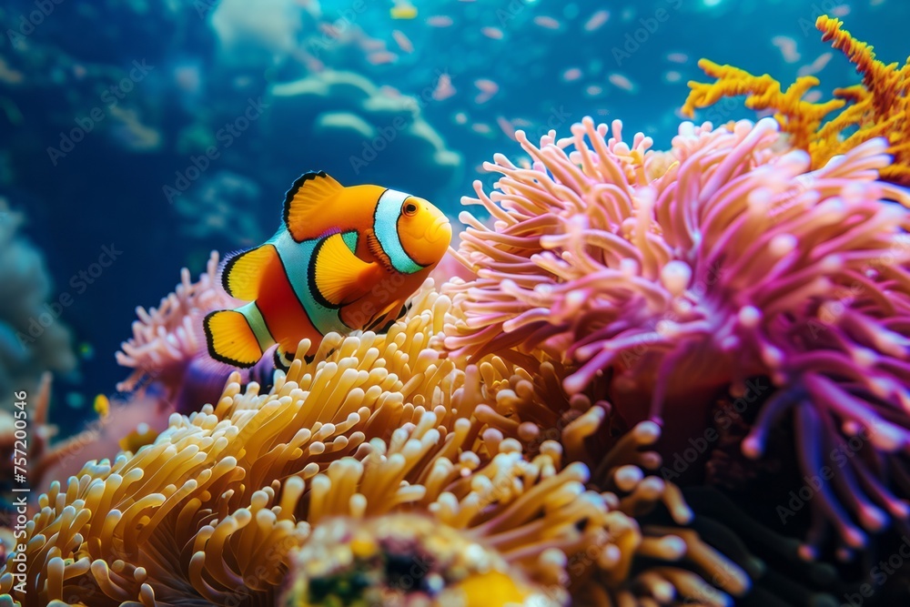 Clownfish and anemone in coral reef Clownfish and anemone in coral reef