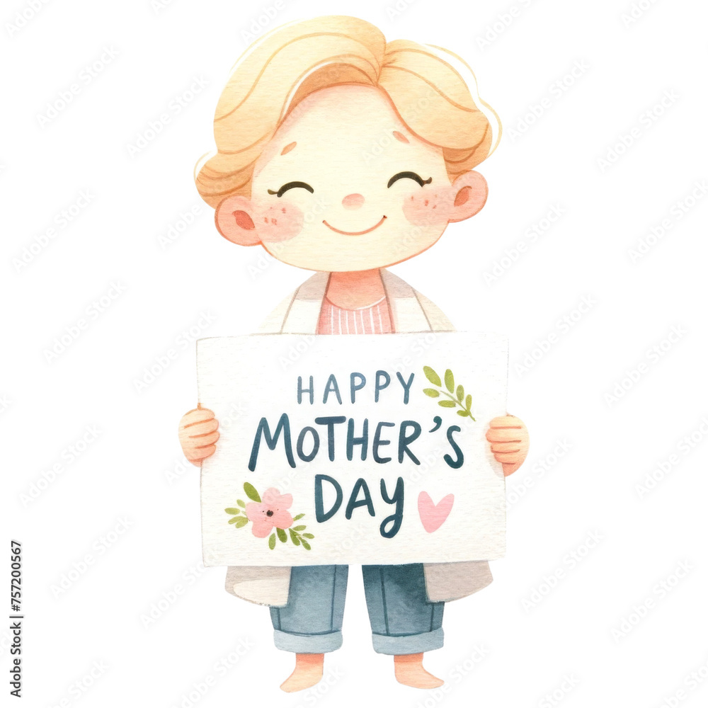 Mom Holding Happy Mother's Day Sign