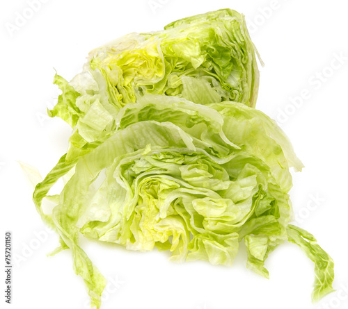 fresh iceberg lettuce on white background.