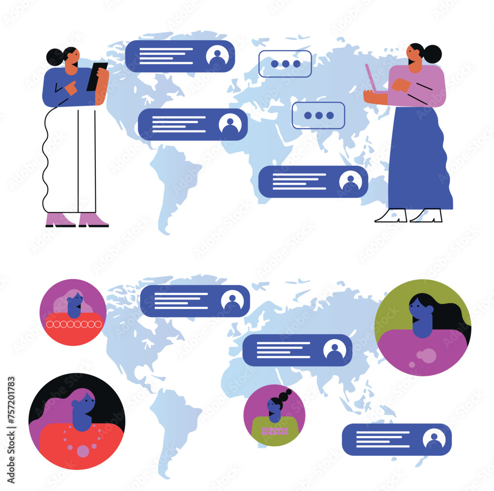 Business activities. Team man and woman talk, discussion together. Vector flat illustration. Business activities. Team man and woman talk, discussion together. Vector flat illustration.