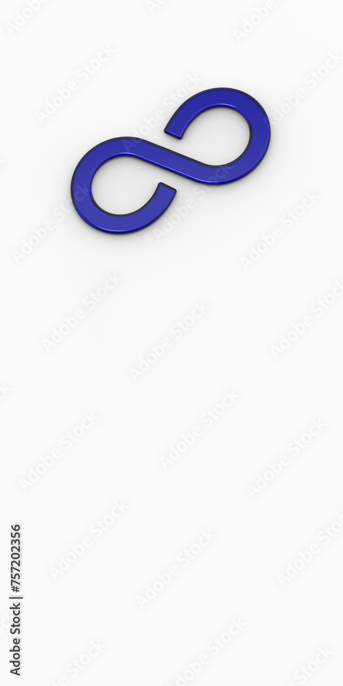 Fototapeta premium Blue infinity sign on a white background. Symbol of infinity in anything. The infinity of time. An endless cycle. Unlimited possibilities. Unity 3d image. 3D visualization. Horizontal image.