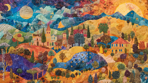 A vibrant tapestry of Jesus' parables, with each scene woven into a larger, intricate illustration that brings His teachings to life in vivid color and detail, with copy space