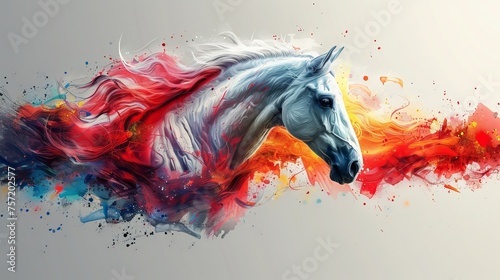 horse  color art  painting of a horse 