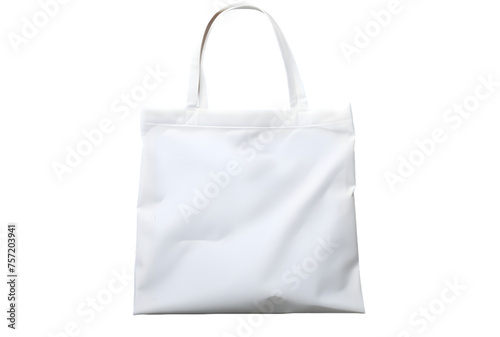 White pure cotton tote bag shopper design mockup isolated on transparent background