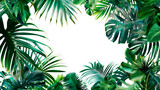 Tropical plants wallpaper design on white background.