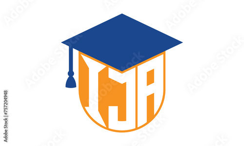 IJA initial letter academic logo design vector template. school college logo, university logo, graduation cap logo, institute logo, educational logo, library logo, teaching logo, book shop, varsity	
 photo