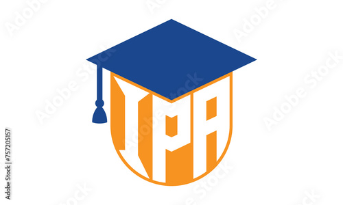 IPA initial letter academic logo design vector template. school college logo, university logo, graduation cap logo, institute logo, educational logo, library logo, teaching logo, book shop, varsity	
