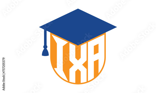 IXA initial letter academic logo design vector template. school college logo, university logo, graduation cap logo, institute logo, educational logo, library logo, teaching logo, book shop, varsity	
