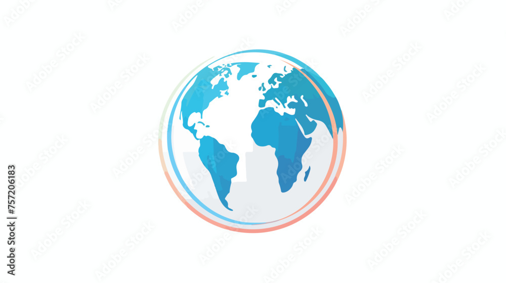 A clean flat icon of a globe with latitude and long