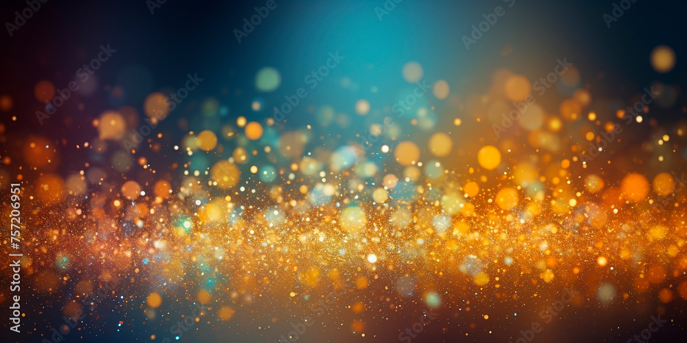 Festive background with bokeh lights. Abstract background with gold sparkles