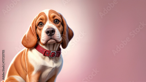 Incantevole Amico a Quattro Zampe- Illustrazione di un Cane su Sfondo Pastello II photo