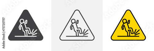 Wet Floor Sign Isolated Line Icon Style Design. Simple Vector Illustration