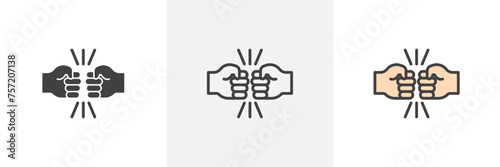 Fist Bump Isolated Line Icon Style Design. Simple Vector Illustration