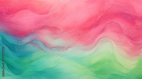 Abstract ombre watercolor background with Watermelon pink, Lime green, Turquoise photo