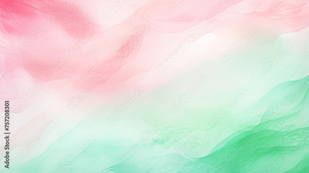 Abstract ombre watercolor background with Watermelon pink, Bright white, Mint green