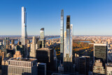 New York City aerial view of the Billionaires Row supertall skyscrapers of Midtown Manhattan and Central Park