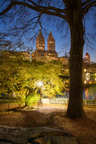 Central Park West Historic District near the lake. Spring evening on Upper West Side of Manhattan. New York City