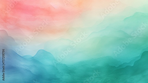 Abstract ombre watercolor background with Turquoise, Emerald green, Coral pink © fledermausstudio
