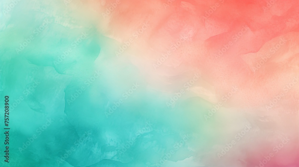 Abstract ombre watercolor background with Turquoise, Emerald green, Coral pink Abstract ombre watercolor background with Turquoise, Emerald green, Coral pink