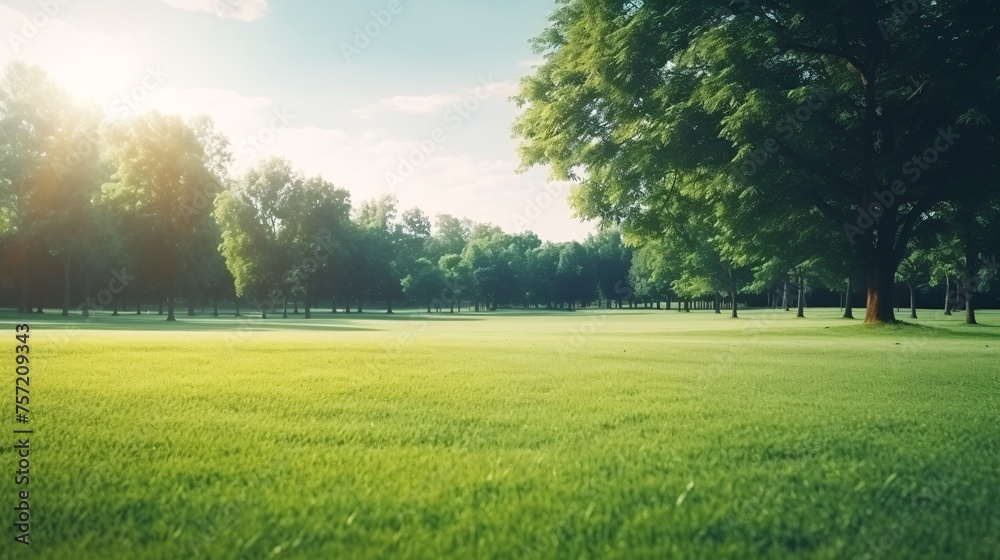 Sunlit Green Park With Fresh Morning Dew Sunlit Green Park With Fresh Morning Dew