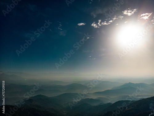 Ethereal Sunrise Over Misty Mountain Ranges in Nagarkot, Nepal