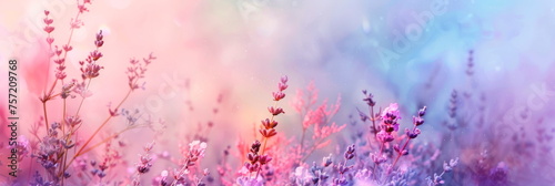 Ethereal watercolor backdrop with lavender flowers  creating a serene and tranquil atmosphere . Generative AI