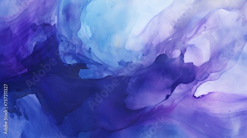 Abstract ombre watercolor background with Deep purple, Electric blue with a hint of green, Black